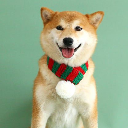 【犬服 犬 服 犬の服 秋服 冬服用】ボーダーマフラー【クリスマス しましま あったか ボンボン 着脱簡単ドッグ ペット ウェア ダックス トイプードル チワワ タムベディおしゃれ マルチーズ】[CN]