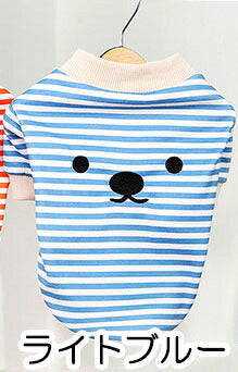 【犬 夏服 犬の服 春服用】ボーダーワンコシャツ【ドッグウェア しましま 顔 袖あり ドッグ ペット アウトレット ダックス トイプードル チワワ タムベディおもしろい パグ】[CN][GI]