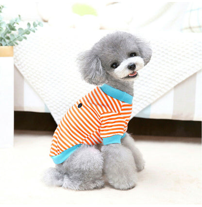 【犬 夏服 犬の服 春服用】ボーダーワンコシャツ【ドッグウェア しましま 顔 袖あり ドッグ ペット アウトレット ダックス トイプードル チワワ タムベディおもしろい パグ】[CN][GI]