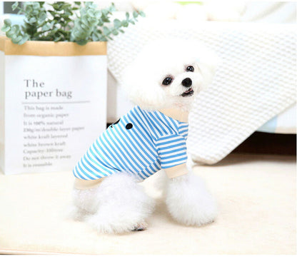 【犬 夏服 犬の服 春服用】ボーダーワンコシャツ【ドッグウェア しましま 顔 袖あり ドッグ ペット アウトレット ダックス トイプードル チワワ タムベディおもしろい パグ】[CN][GI]