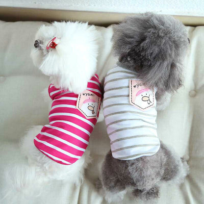 【犬服 犬 服 犬の服 春 夏用】【名入れ可能】ボーダーヤミーシャツ【ポケット しましま とり 抜毛対策 冷房対策 ドッグ ペット ウェア ダックス トイプードル チワワ タムベディ】[CN]