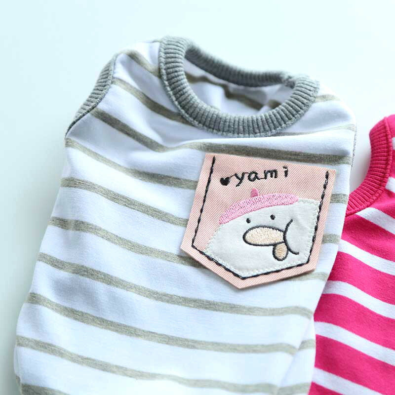 【犬服 犬 服 犬の服 春 夏用】【名入れ可能】ボーダーヤミーシャツ【ポケット しましま とり 抜毛対策 冷房対策 ドッグ ペット ウェア ダックス トイプードル チワワ タムベディ】[CN]