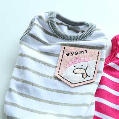 【犬服 犬 服 犬の服 春 夏用】【名入れ可能】ボーダーヤミーシャツ【ポケット しましま とり 抜毛対策 冷房対策 ドッグ ペット ウェア ダックス トイプードル チワワ タムベディ】[CN]