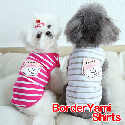 【犬服 犬 服 犬の服 春 夏用】【名入れ可能】ボーダーヤミーシャツ【ポケット しましま とり 抜毛対策 冷房対策 ドッグ ペット ウェア ダックス トイプードル チワワ タムベディ】[CN]