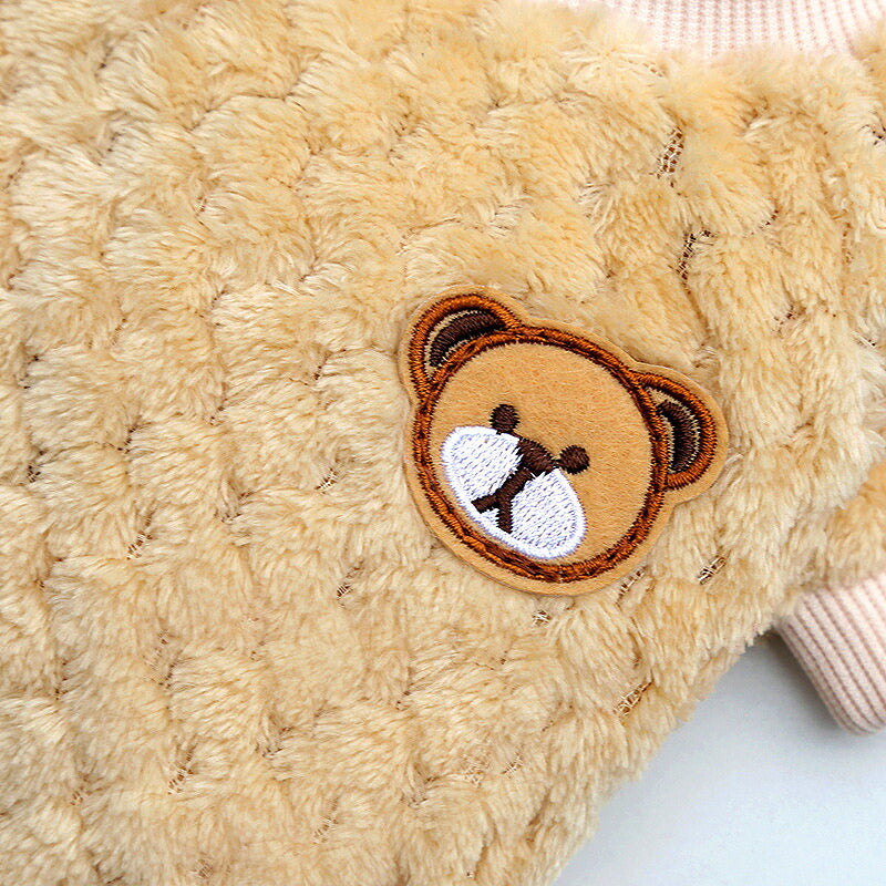 【犬服 犬 服 犬の服 秋服 冬服用】ブラウンベアワッペンボア【くま ワンポイント モコモコ 寒さ対策 あったかドッグ ペット ウェア ダックス トイプードル チワワ タムベディふわふわ ポメラニアン】[GI][CN]
