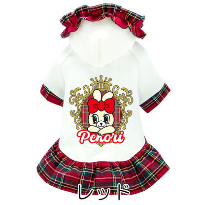 【犬服 犬 服 犬の服 春秋服 名入れ】愛犬のお名前入り バニーワンピース【うさぎ チェック パーカー フリルドッグ ペット ウェア ダックス トイプードル チワワ タムベディ】(H/)