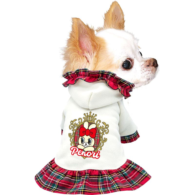 【犬服 犬 服 犬の服 春秋服 名入れ】愛犬のお名前入り バニーワンピース【うさぎ チェック パーカー フリルドッグ ペット ウェア ダックス トイプードル チワワ タムベディ】(H/)
