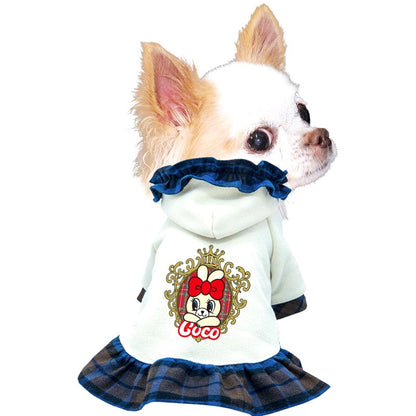 【犬服 犬 服 犬の服 春秋服 名入れ】愛犬のお名前入り バニーワンピース【うさぎ チェック パーカー フリルドッグ ペット ウェア ダックス トイプードル チワワ タムベディ】(H/)