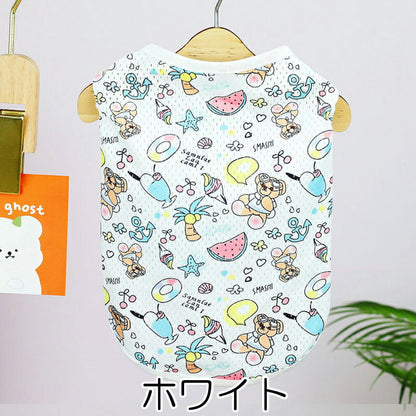 【犬服 犬 服 犬の服 春服 夏服用】キャラクターメッシュシャツ【くま スイカ アイスクリームドッグ ペット ウェア ダックス トイプードル チワワ タムベディ かわいい パピヨン】[CN][GI]