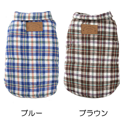 【犬服 犬 服 犬の服】チェックコート【ドッグウェア ペット アウトレット アウター 前開き ダックス ダウン(中綿) トイプードル チワワ 服 タムベディ おしゃれ パグ】[CN]