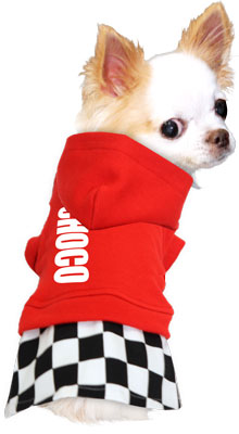 【犬服 犬 服 犬の服 名入れ】愛犬のお名前入り チェッカーズ ワンピース【ドッグウェア ブロックチェック レッド 女の子 ダックス トイプードル チワワ おしゃれ パピヨン タムベディ】(L/)[GI]