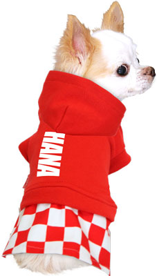 【犬服 犬 服 犬の服 名入れ】愛犬のお名前入り チェッカーズ ワンピース【ドッグウェア ブロックチェック レッド 女の子 ダックス トイプードル チワワ おしゃれ パピヨン タムベディ】(L/)[GI]