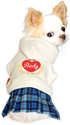 【犬服 犬 服 犬の服 名入れ】愛犬のお名前入り チェックハート ワンピース【ドッグウェア 星柄 女の子 トイプードル チワワ ダックス おしゃれ タムベディ】(H/)