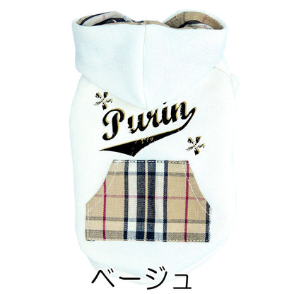 【犬服 犬 服 犬の服 名入れ 秋服 冬服用】愛犬のお名前入り チェックポケットパーカー【マジックテープ ドッグ ペット ウェア ダックス トイプードル チワワ タムベディ おしゃれ 】(O/3/RI/H/)