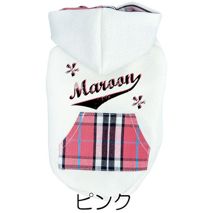 【犬服 犬 服 犬の服 名入れ 秋服 冬服用】愛犬のお名前入り チェックポケットパーカー【マジックテープ ドッグ ペット ウェア ダックス トイプードル チワワ タムベディ おしゃれ 】(O/3/RI/H/)