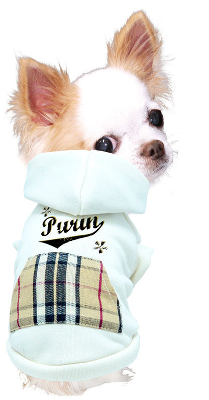 【犬服 犬 服 犬の服 名入れ 秋服 冬服用】愛犬のお名前入り チェックポケットパーカー【マジックテープ ドッグ ペット ウェア ダックス トイプードル チワワ タムベディ おしゃれ 】(O/3/RI/H/)