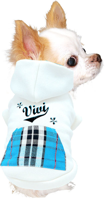【犬服 犬 服 犬の服 名入れ 秋服 冬服用】愛犬のお名前入り チェックポケットパーカー【マジックテープ ドッグ ペット ウェア ダックス トイプードル チワワ タムベディ おしゃれ 】(O/3/RI/H/)