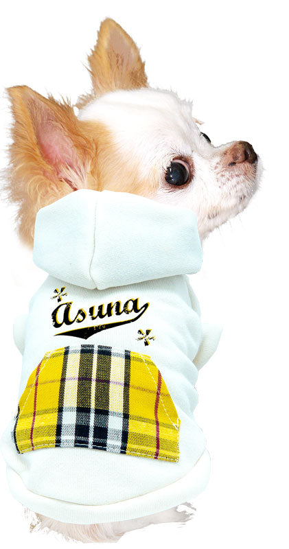 【犬服 犬 服 犬の服 名入れ 秋服 冬服用】愛犬のお名前入り チェックポケットパーカー【マジックテープ ドッグ ペット ウェア ダックス トイプードル チワワ タムベディ おしゃれ 】(O/3/RI/H/)