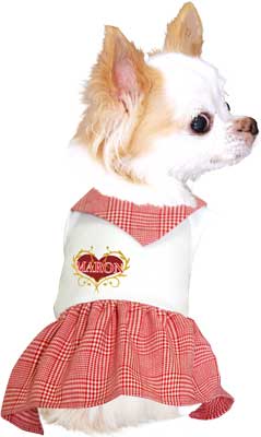 【犬服 犬 服 犬の服 名入れ】愛犬のお名前入り チェックスカーフ ワンピース【ドッグウェア スカーフ チェック 女の子 ダックス トイプードル チワワ おしゃれ パピヨン タムベディ】[GI](H/)