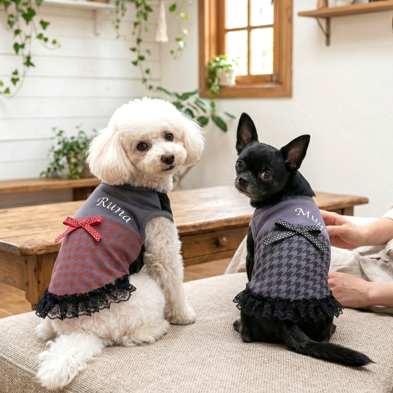 【犬 服 犬服 犬の服 名入れ 春夏服 秋冬服用】愛犬のお名前入り クラシカルレディワンピース【日本製 フリル レース 抜け毛対策 ドッグ ペット ウェア トイプードル チワワ タムベディ きれい ポメラニアン】(S/B/W/H/)