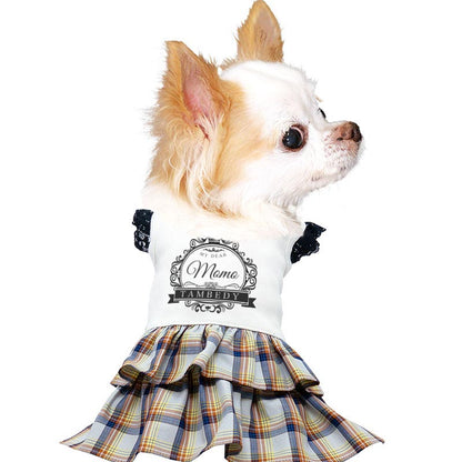 【犬服 犬 服 犬の服 名入れ 春服用】愛犬のお名前入り クラッシーワンピース【チェック レース 王冠 リボンドッグ ペット ウェア ダックス トイプードル チワワ タムベディ上品 ポメラニアン】(H/)