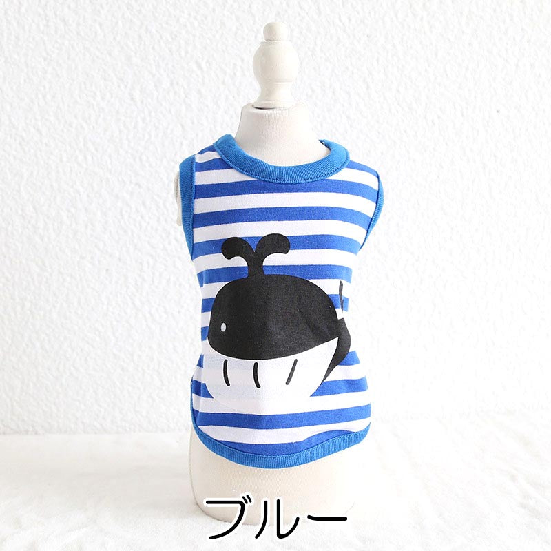 【犬服 犬 服 犬の服 春服 春夏用】カラフルボーダーシャツ【クジラ サメ カニ しましまドッグ ペット ウェア ダックス トイプードル チワワ タムベディさわやか ポメラニアン】[CN]