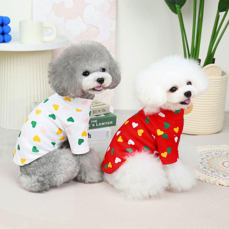 【犬服 犬 服 犬の服 春服 秋服用】カラフルハートシャツ【袖ありおしゃれドッグ ペット ウェア アウトレット ダックス トイプードル チワワ タムベディ パピヨン】[CN]