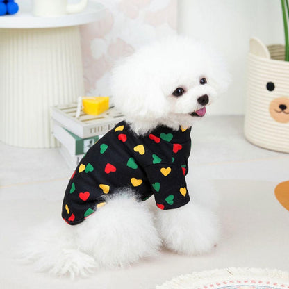【犬服 犬 服 犬の服 春服 秋服用】カラフルハートシャツ【袖ありおしゃれドッグ ペット ウェア アウトレット ダックス トイプードル チワワ タムベディ パピヨン】[CN]