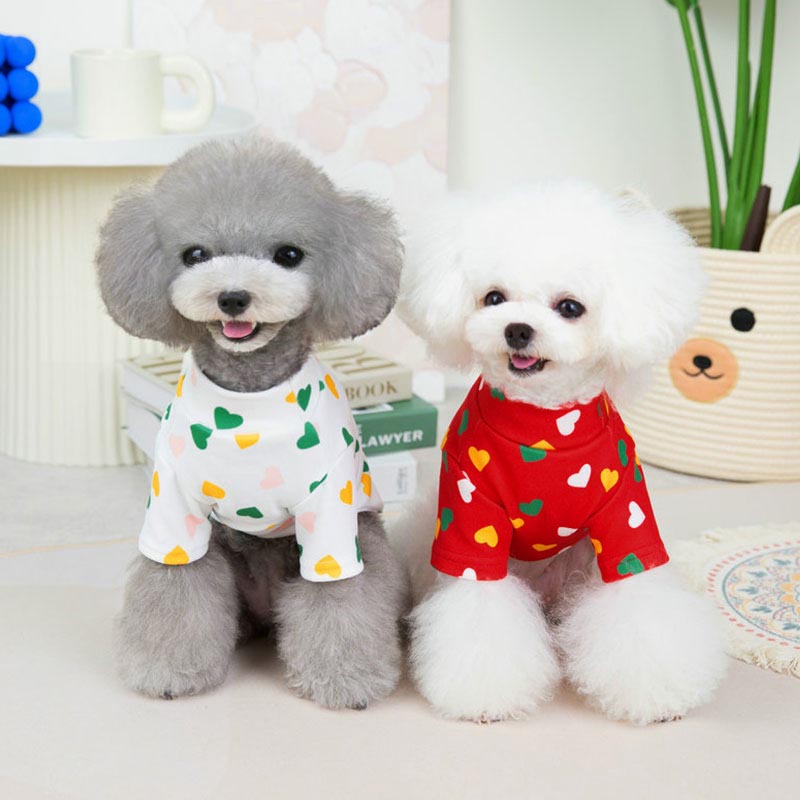 【犬服 犬 服 犬の服 春服 秋服用】カラフルハートシャツ【袖ありおしゃれドッグ ペット ウェア アウトレット ダックス トイプードル チワワ タムベディ パピヨン】[CN]