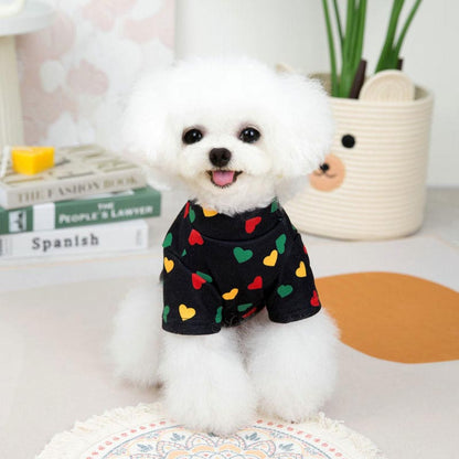【犬服 犬 服 犬の服 春服 秋服用】カラフルハートシャツ【袖ありおしゃれドッグ ペット ウェア アウトレット ダックス トイプードル チワワ タムベディ パピヨン】[CN]