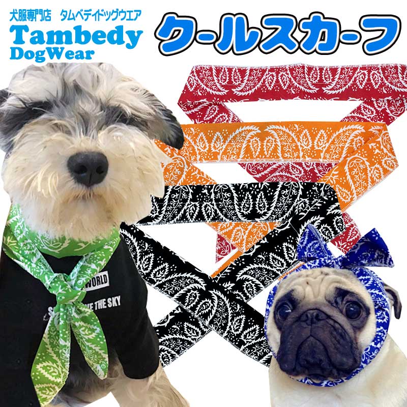 【犬 クールネック スカーフ】クールスカーフ【ひんやり 冷たい 接触冷感素材 冷却ビーズ ジェル ペイズリー ドッグ ダックス トイプードル チワワ タムベディ】[CN][GI]