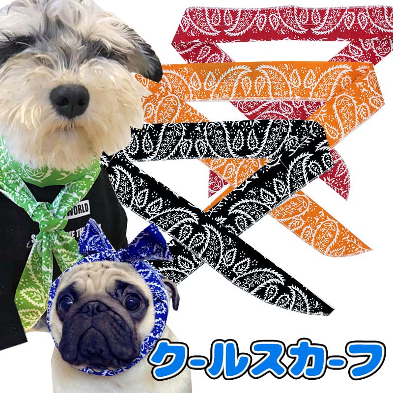 【犬 クールネック スカーフ】クールスカーフ【ひんやり 冷たい 接触冷感素材 冷却ビーズ ジェル ペイズリー ドッグ ダックス トイプードル チワワ タムベディ】[CN][GI]