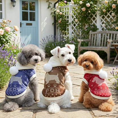 【犬服 犬 服 犬の服 秋服 冬服用】愛犬のお名前入り カウチンパーカー【セーター風 フリース フード 日本製ドッグ ペット ウェア ダックス トイプードル チワワ タムベディあったか 豆柴】(S/3/RI/H/)