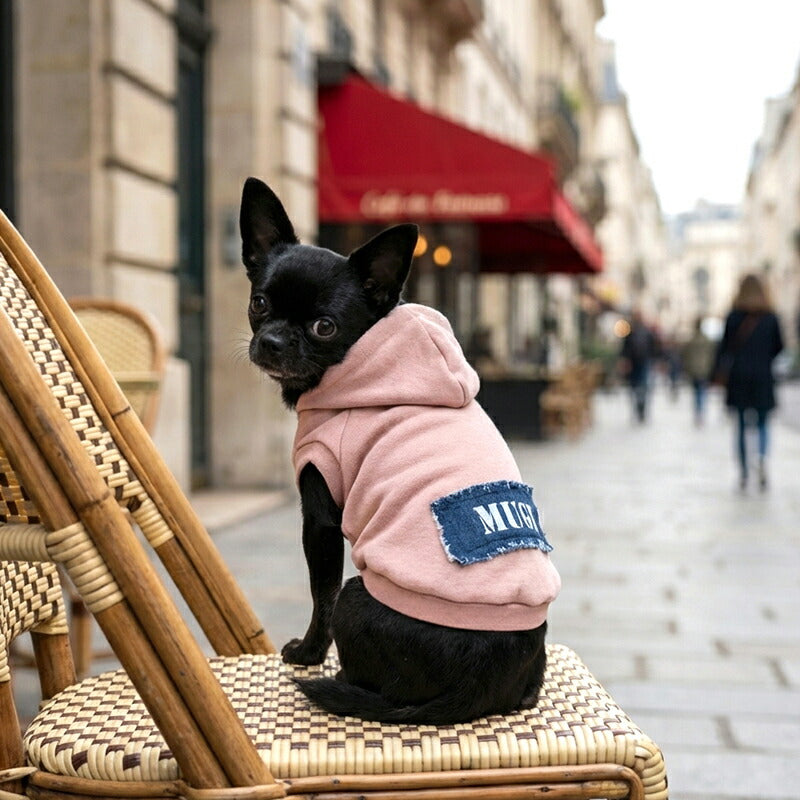 【犬服 犬 服 犬の服 名入れ 秋冬服用】愛犬のお名前入り クラッシュデニムトレーナーパーカー【ドッグ ペット ウェア ダックス トイプードル チワワ タムベディ おしゃれ ポメラニアン】(O/SM/RI/L/)