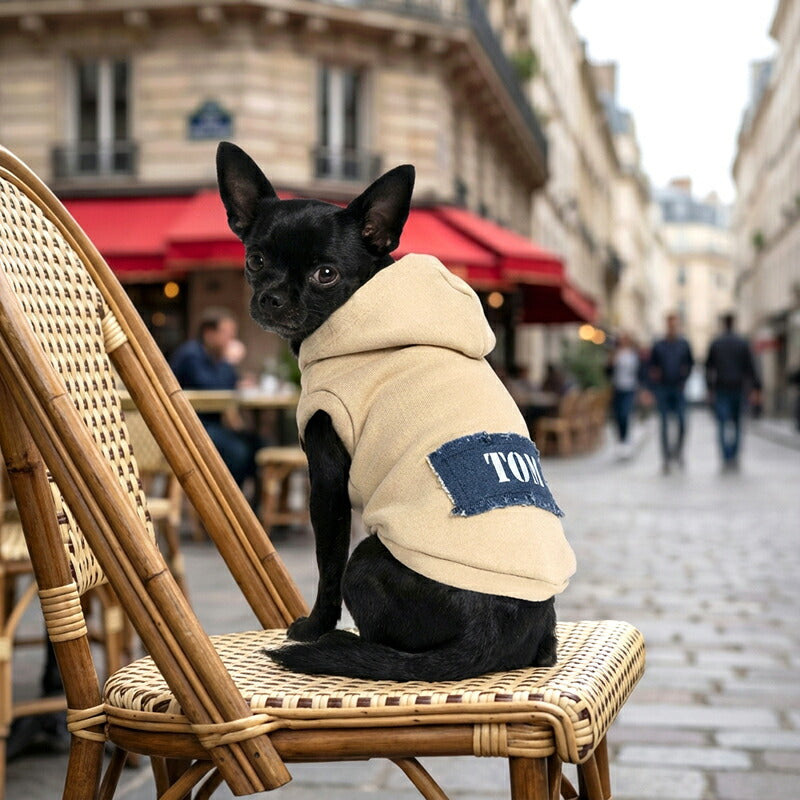 【犬服 犬 服 犬の服 名入れ 秋冬服用】愛犬のお名前入り クラッシュデニムトレーナーパーカー【ドッグ ペット ウェア ダックス トイプードル チワワ タムベディ おしゃれ ポメラニアン】(O/SM/RI/L/)