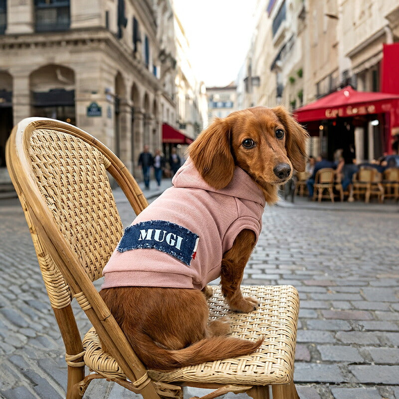 【犬服 犬 服 犬の服 名入れ 秋冬服用】愛犬のお名前入り クラッシュデニムトレーナーパーカー【ドッグ ペット ウェア ダックス トイプードル チワワ タムベディ おしゃれ ポメラニアン】(O/SM/RI/L/)
