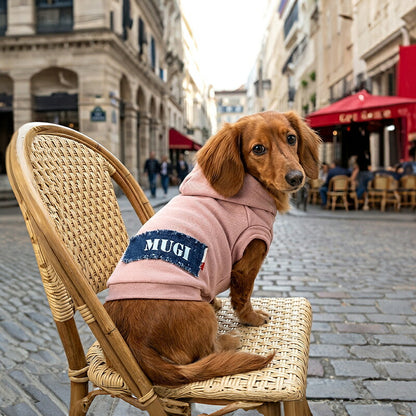 【犬服 犬 服 犬の服 名入れ 秋冬服用】愛犬のお名前入り クラッシュデニムトレーナーパーカー【ドッグ ペット ウェア ダックス トイプードル チワワ タムベディ おしゃれ ポメラニアン】(O/SM/RI/L/)