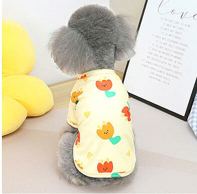 【犬服 犬 服 犬の服 春服 夏服用】クリームカラーシャツ【ドッグウェア パステルカラー ライオン チューリップ ドッグ ペット ダックス トイプードル チワワ タムベディ愛らしい シーズー】[CN]