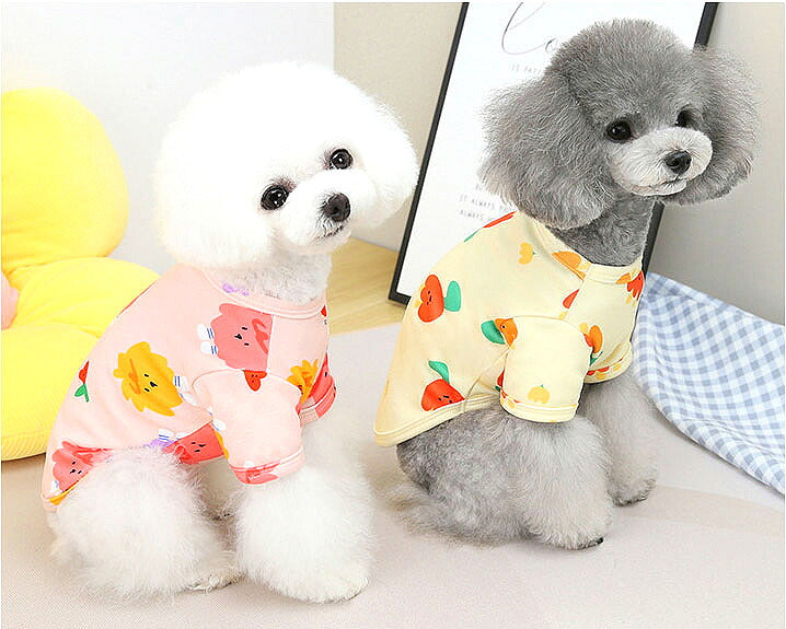 【犬服 犬 服 犬の服 春服 夏服用】クリームカラーシャツ【ドッグウェア パステルカラー ライオン チューリップ ドッグ ペット ダックス トイプードル チワワ タムベディ愛らしい シーズー】[CN]