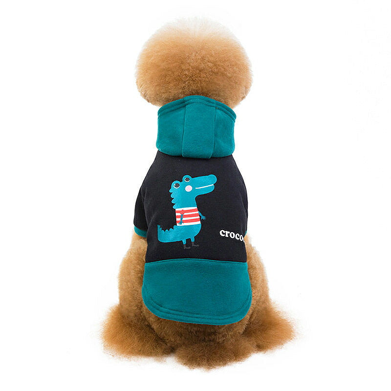 【犬服 犬 服 犬の服 秋服 冬服用】クロコダイルパーカー【ワニ 袖あり 裏起毛 男の子ドッグ ペット ウェア ダックス トイプードル チワワ タムベディかっこいい シーズー】[CN]