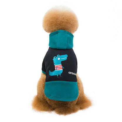 【犬服 犬 服 犬の服 秋服 冬服用】クロコダイルパーカー【ワニ 袖あり 裏起毛 男の子ドッグ ペット ウェア ダックス トイプードル チワワ タムベディかっこいい シーズー】[CN]