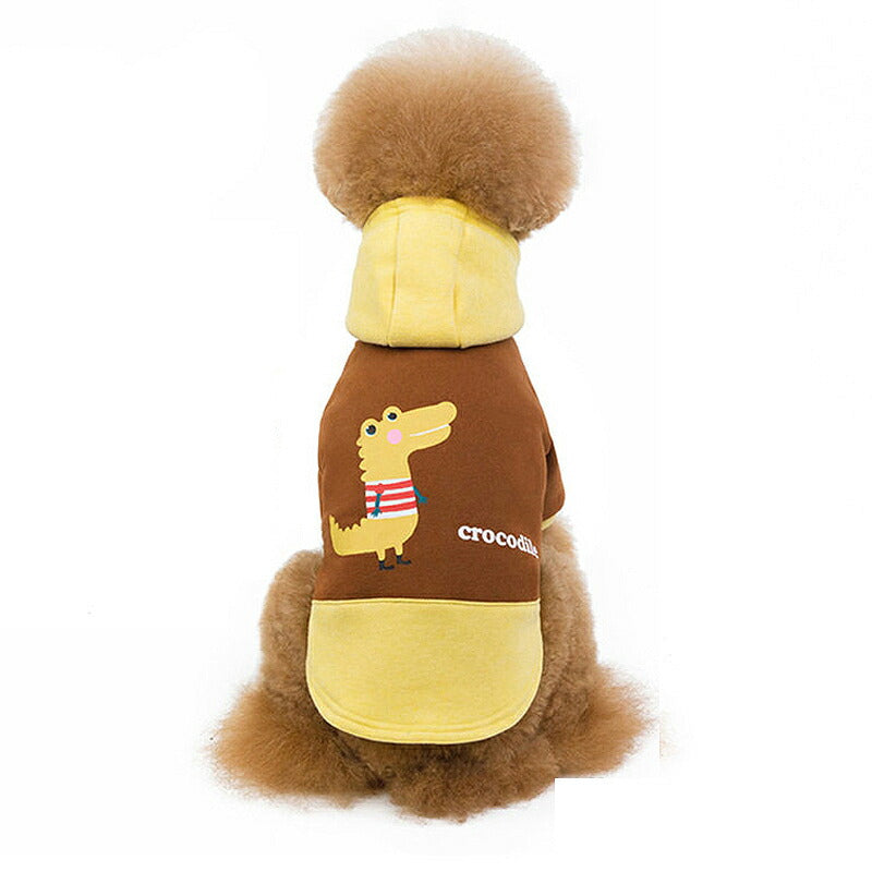 【犬服 犬 服 犬の服 秋服 冬服用】クロコダイルパーカー【ワニ 袖あり 裏起毛 男の子ドッグ ペット ウェア ダックス トイプードル チワワ タムベディかっこいい シーズー】[CN]