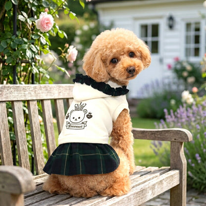 【犬服 犬 服 犬の服 名入れ 秋服 冬服用】愛犬のお名前入り クラウンベアワンピース【フリル チェック くま 王冠ドッグ ペット ウェア ダックス トイプードル チワワ タムベディ かわいい ポメラニアン】(O/F/H/)