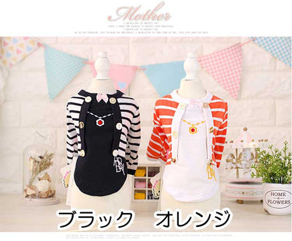【犬服 犬 服 犬の服】キュートボーダーカーディガンシャツ【ドッグウェア ペット ボーダー 長袖 ダックス トイプードル チワワ 服 タムベディ おしゃれ ロングスリーブ 春服 夏服用】[CN][GI]