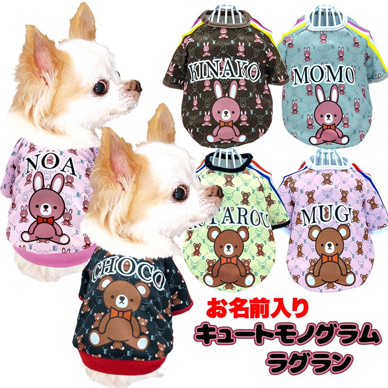 【犬服 犬 服 犬の服 名入れ 秋服 冬服用】愛犬のお名前入り キュートモノグラムラグラン【スポーティ うさぎ 袖あり ドッグ ペット ウェア ダックス トイプードル チワワ タムベディ】(S/3/RA/H/)