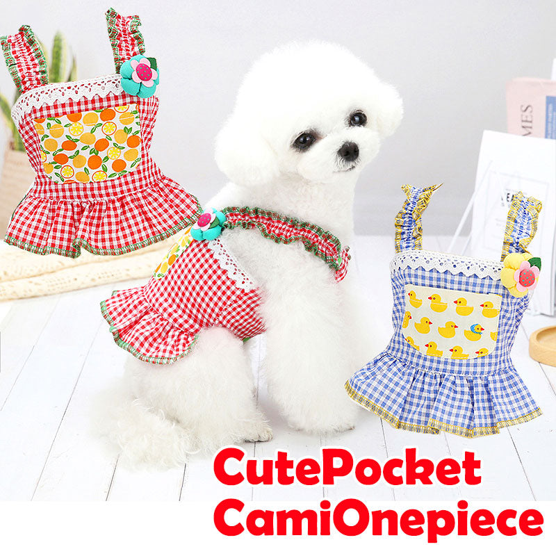 【犬 夏服 犬の服 春服用】キュートポケットキャミワンピース【ドッグウェア ペット ギンガムチェック ダックス トイプードル チワワ 服 タムベディ パグ 春服 夏服用】[CN][GI]