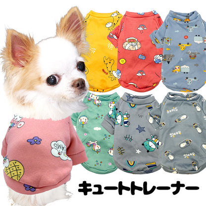 【犬服 犬 服 犬の服 秋服 冬服用】キュートトレーナー【ドッグウェア あったか 裏起毛 プリント ユニコーン きりん ドッグ ペット ダックス トイプードル チワワ タムベディかわいい】[CN]