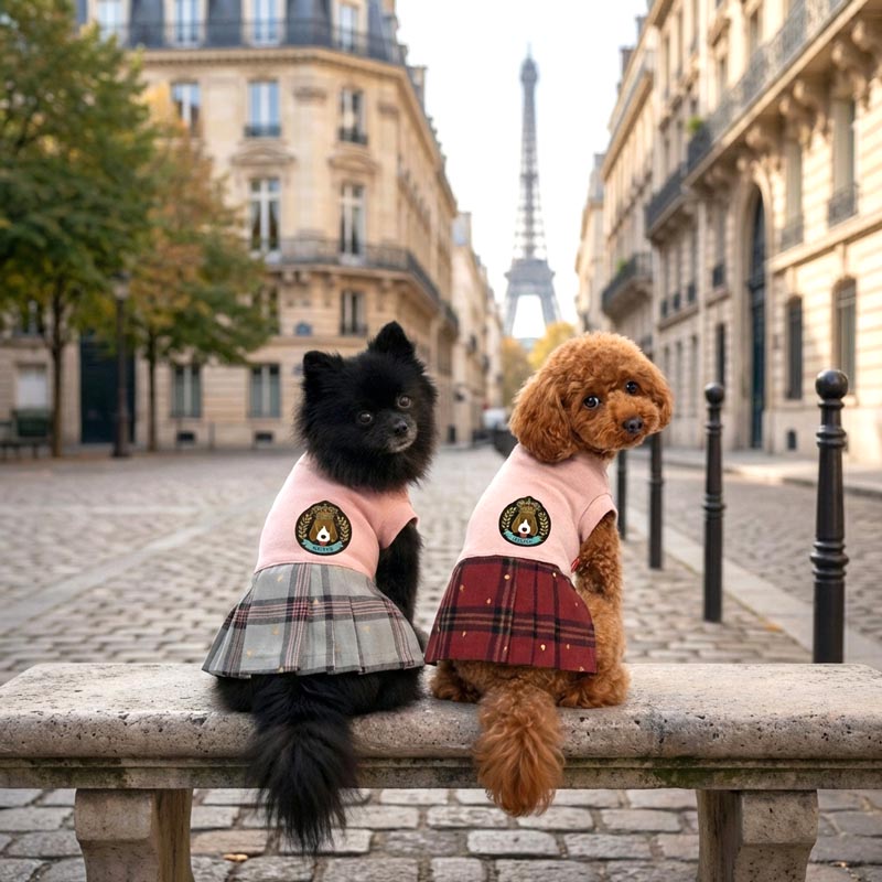 【犬服 犬 服 犬の服 名入れ 秋服 冬服用】愛犬のお名前入り ドッグクラウンワンピース【エンブレム チェック トレーナードッグ ペット ウェア ダックス トイプードル チワワ タムベディかわいい シーズー】(L/)