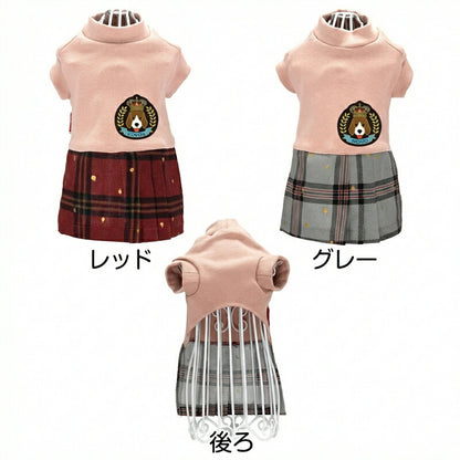 【犬服 犬 服 犬の服 名入れ 秋服 冬服用】愛犬のお名前入り ドッグクラウンワンピース【エンブレム チェック トレーナードッグ ペット ウェア ダックス トイプードル チワワ タムベディかわいい シーズー】(L/)