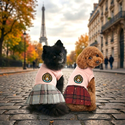 【犬服 犬 服 犬の服 名入れ 秋服 冬服用】愛犬のお名前入り ドッグクラウンワンピース【エンブレム チェック トレーナードッグ ペット ウェア ダックス トイプードル チワワ タムベディかわいい シーズー】(L/)